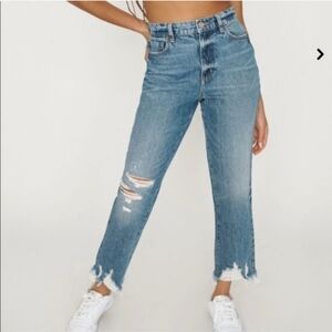 💙Garage Denim Vintage Straight Blue Distressed Ankle Length High Rise Jeans